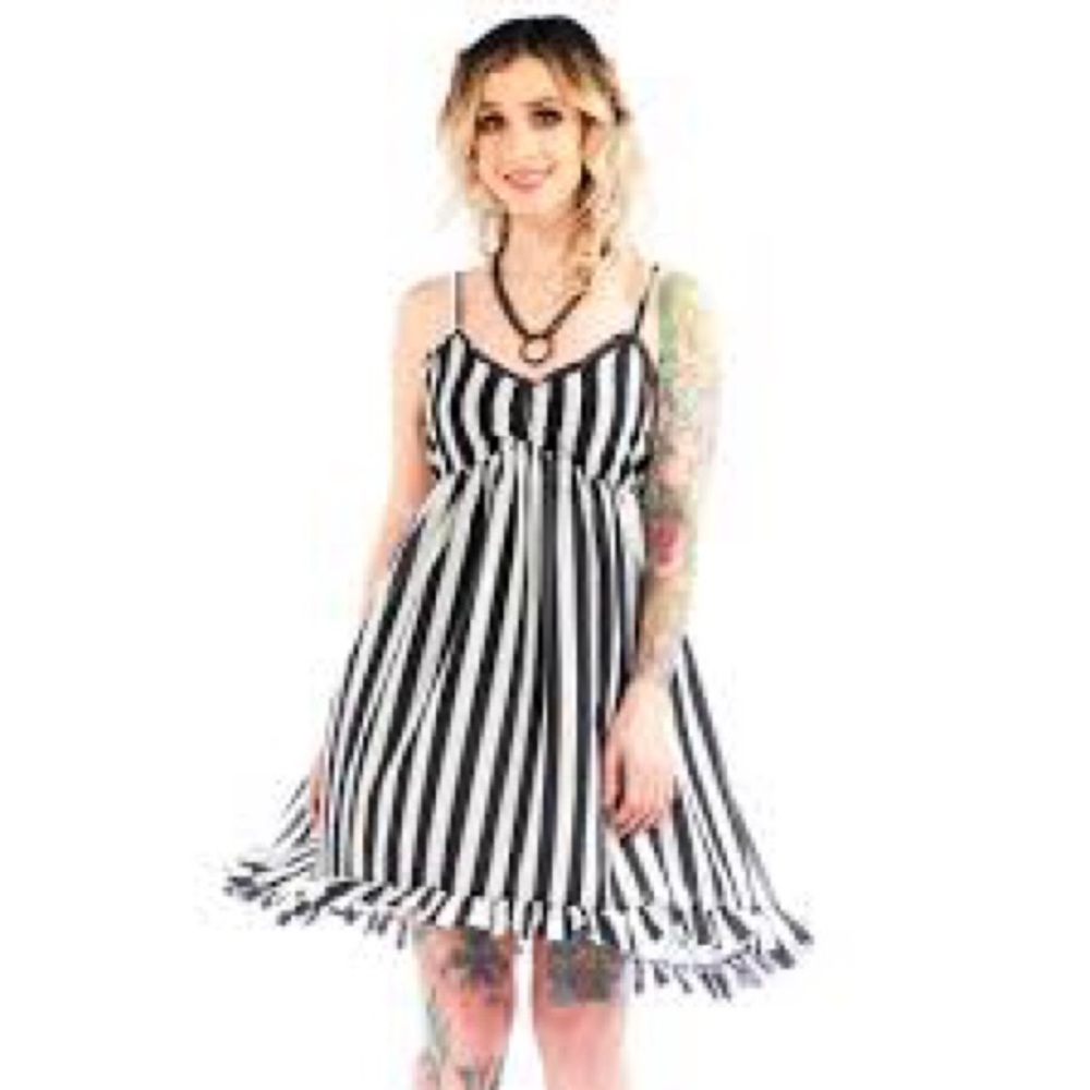 Sourpuss Striped HI-LO Dolly Dress